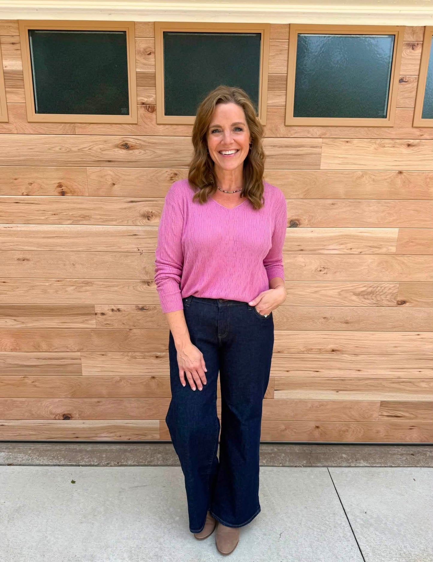 LuLaRoe Maggie Textured Knit Top - Solid Dusty Rose Pink