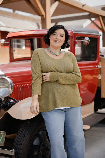 LuLaRoe Maggie Textured Knit Top - Solid Olive Green