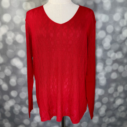 LuLaRoe Maggie Textured Knit Top - Solid Coral Red