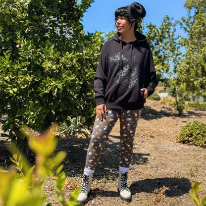 LuLaRoe Graphic Hoodie - Black & Charcoal Tonal Floral Graphic