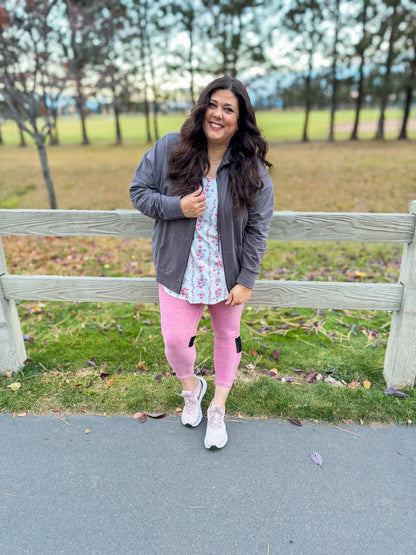 LuLaRoe Essential Zip Hoodie - Solid Forged Iron Gray