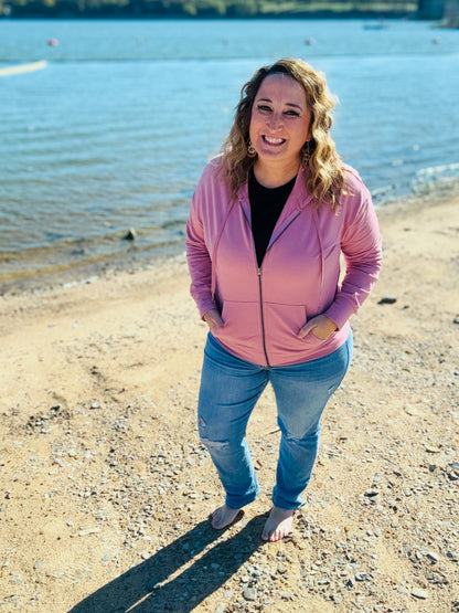 LuLaRoe Essential Zip Hoodie - Solid Lilas Mauve
