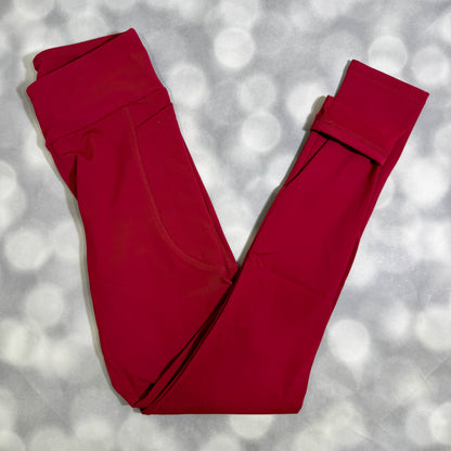LuLaRoe LuLaRoe WarmTech Fleece-Lined Leggings - Solid Deep Berry Red 
