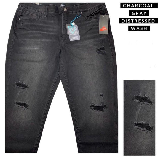 LuLaRoe Denim Ankle Skinny - Charcoal Distressed 