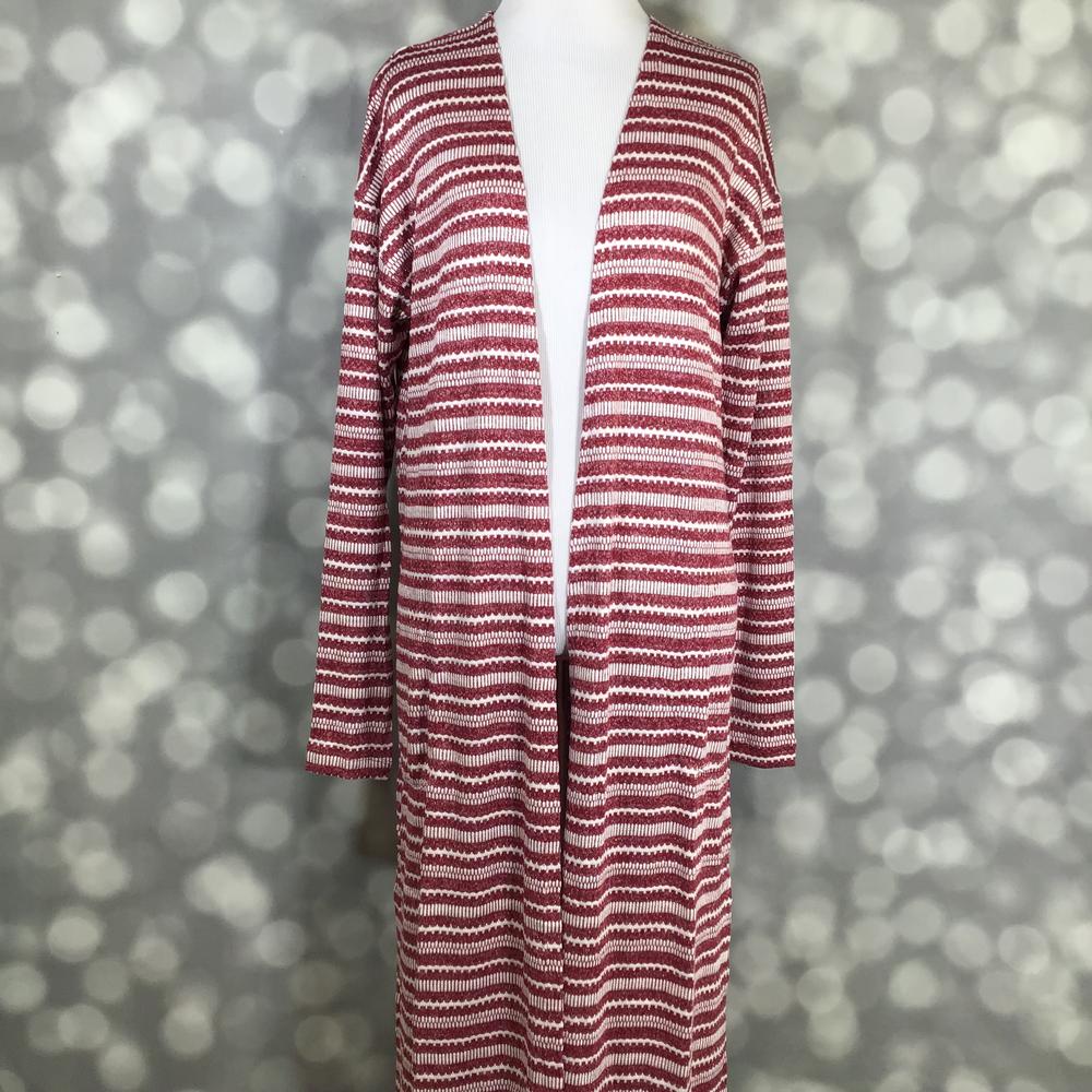 LuLaRoe Janet - Crimson Waves Horizontal Stripe 
