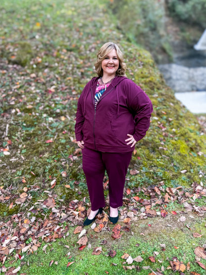LuLaRoe Essential Zip Hoodie - Solid Fig Purple