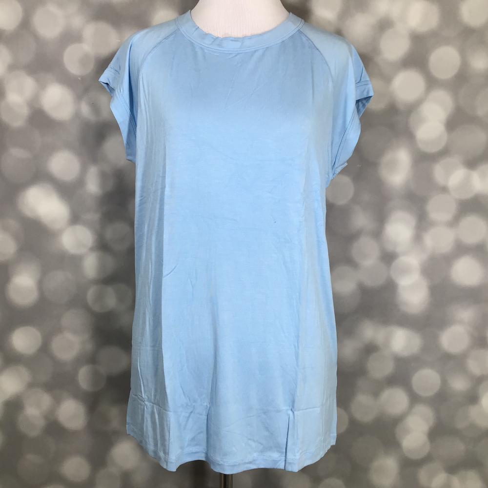 LuLaRoe Ashley Raglan T - Solid Serenity Blue