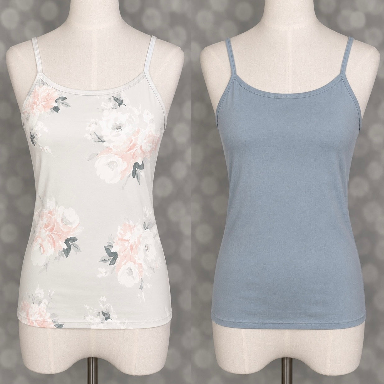 LuLaRoe Essential Cami 2-Pack - Light Blue & Blush Watercolor Floral + Solid Light Blue
