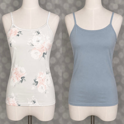 LuLaRoe Essential Cami 2-Pack - Light Blue & Blush Watercolor Floral + Solid Light Blue