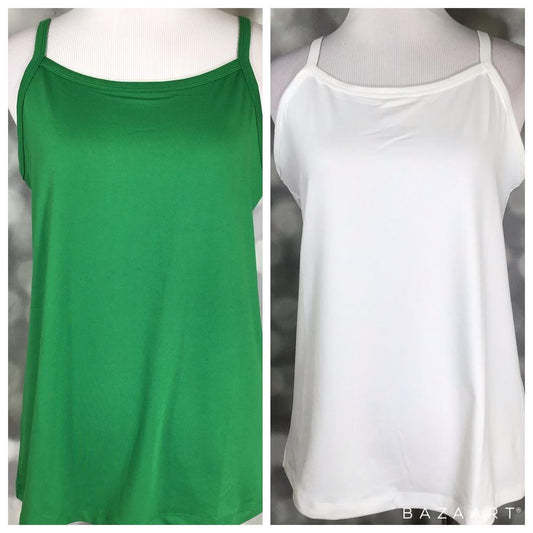 Cami - Amazon Green and Solid White Brushed DTY
