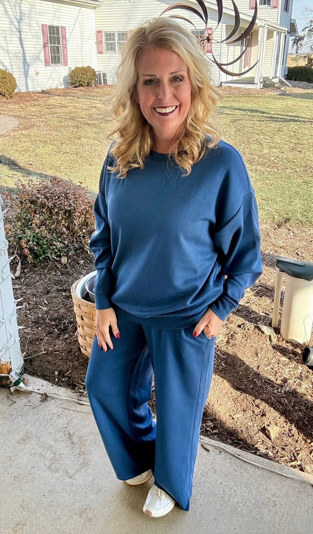 LuLaRoe LuLaRoe RISE Recharge Sweatpant – Solid Classic Blue 