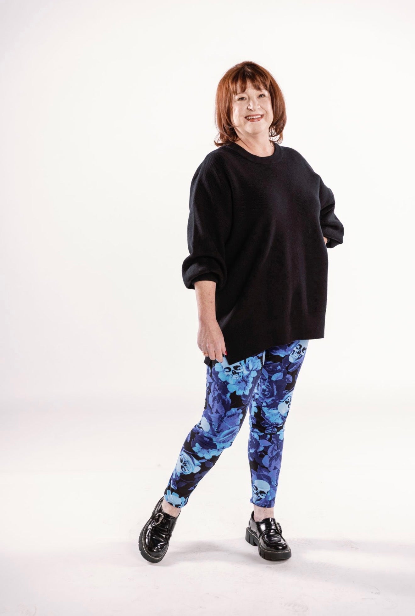 LuLaRoe LuLaRoe Single Print Leggings - Midnight Bloom Skull Garden 