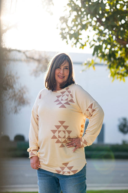 LuLaRoe LuLaRoe Erin Raglan Top - Desert Arrow Geometry 