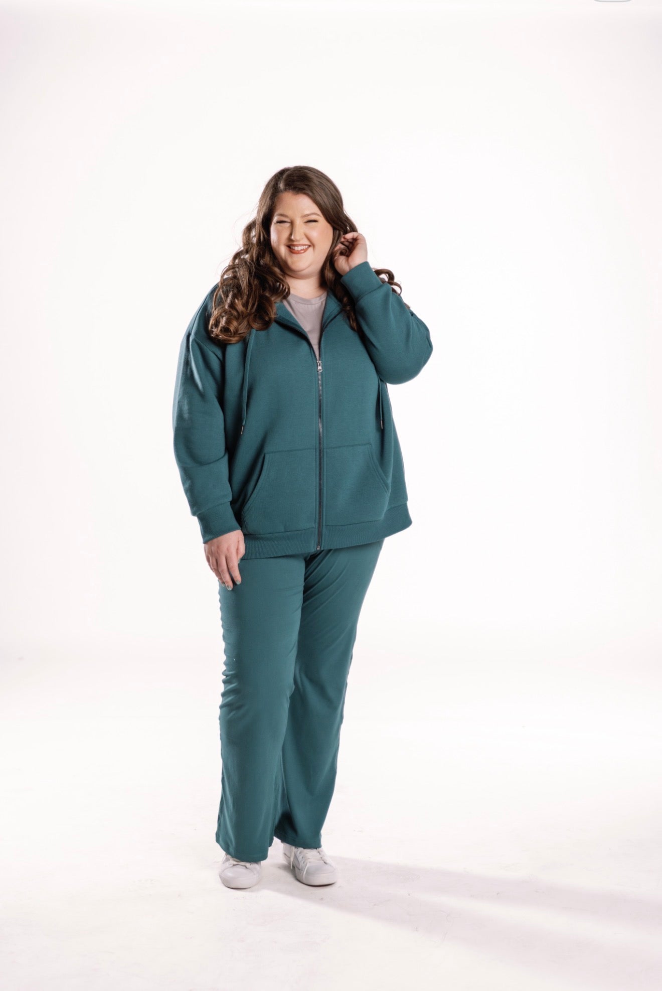 LuLaRoe LuLaRoe Essential Zip Hoodie - Solid Deep Juniper 