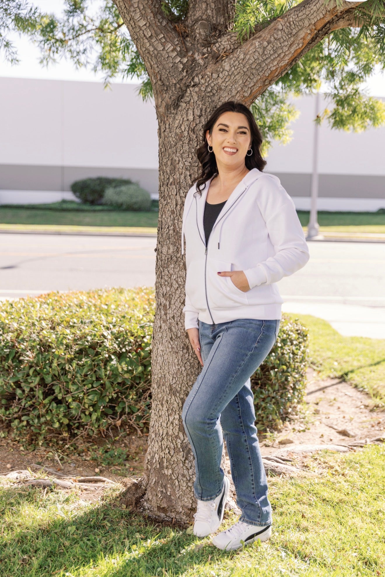 LuLaRoe LuLaRoe Essential Zip Hoodie - Solid Classic White 