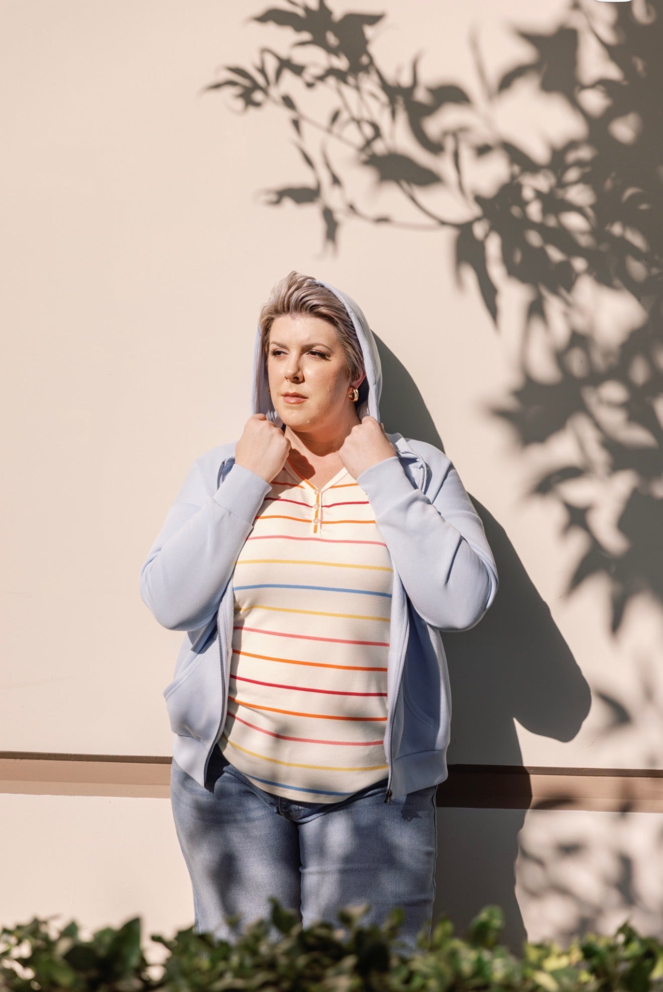 LuLaRoe LuLaRoe Essential Zip Hoodie - Solid Cloud Blue 