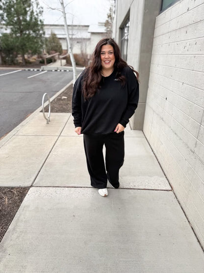 LuLaRoe LuLaRoe RISE Reset Pullover – Solid Black Fleece 