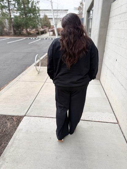 LuLaRoe LuLaRoe RISE Reset Pullover – Solid Black Fleece 