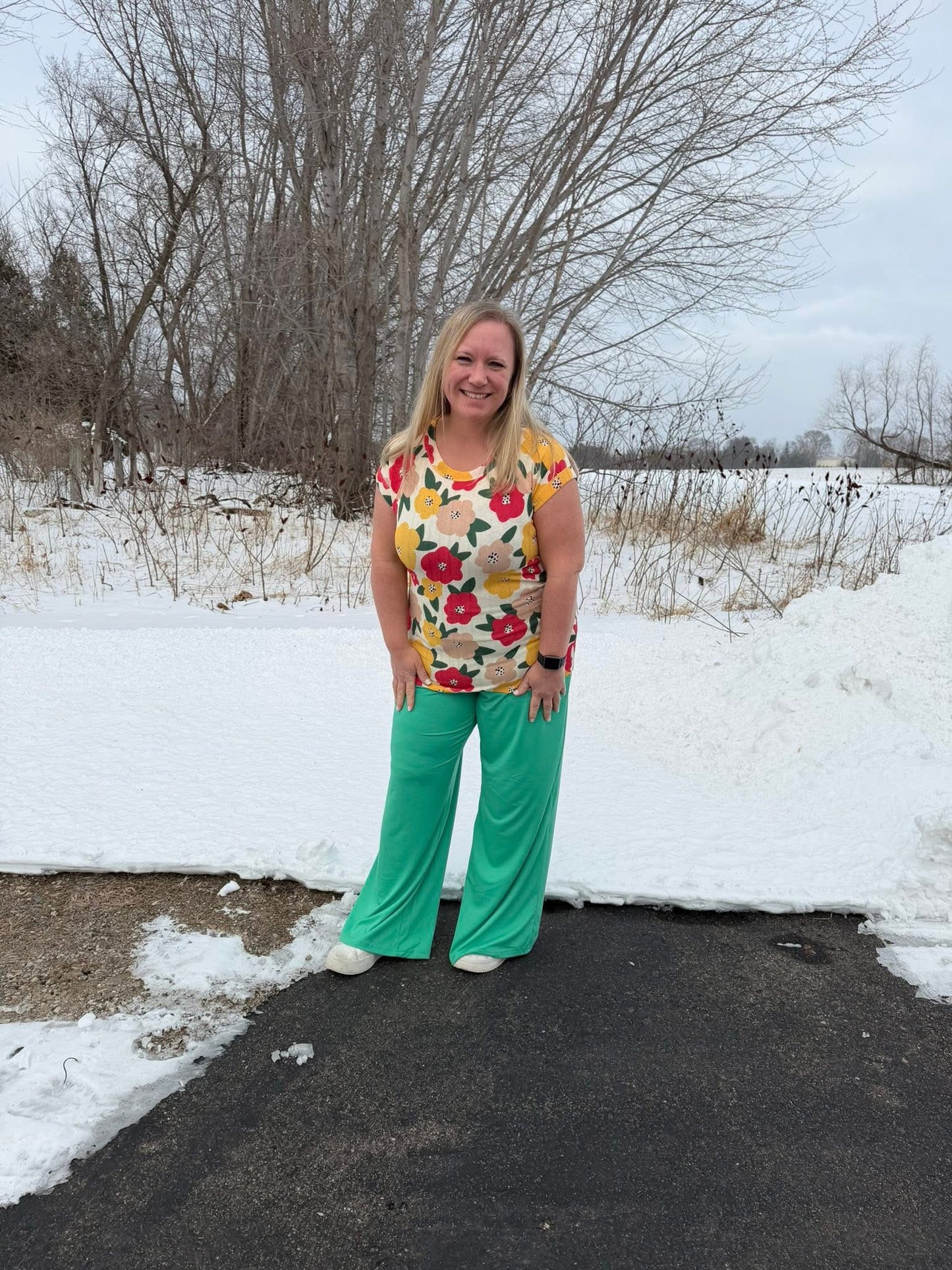 LuLaRoe LuLaRoe Essential Wide Leg Pant  - Solid Fresh Emerald 