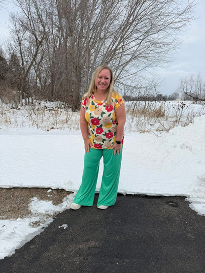 LuLaRoe LuLaRoe Essential Wide Leg Pant  - Solid Fresh Emerald 