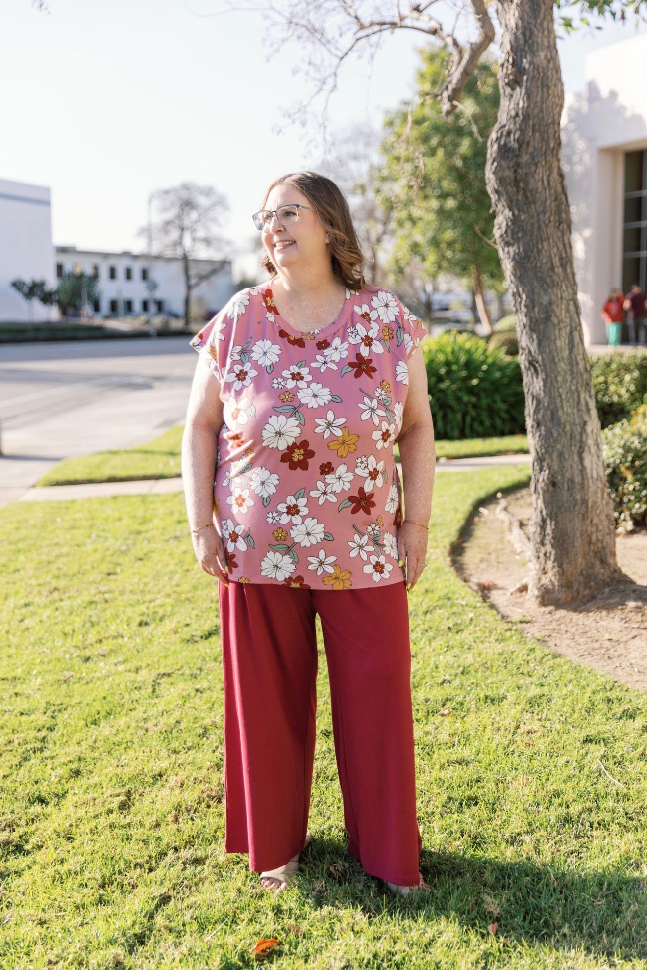 LuLaRoe LuLaRoe Essential Wide Leg Pant  - Solid Garnet Red 