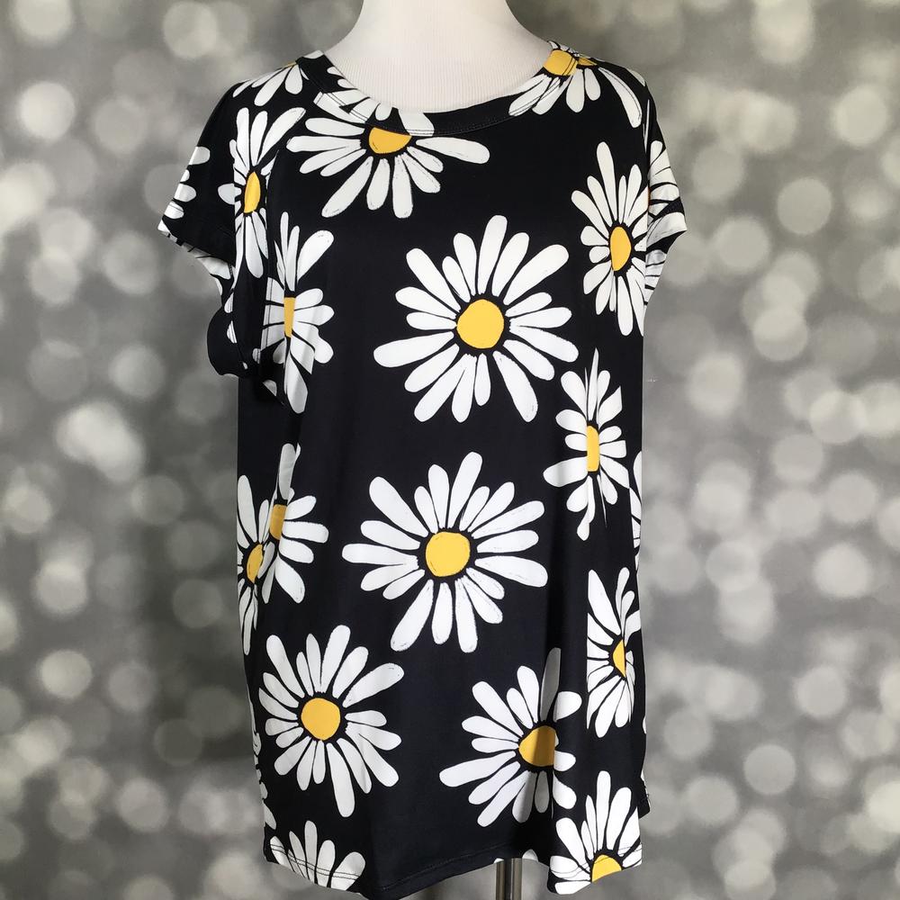 LuLaRoe Ashley Raglan T - Midnight Daisy Bloom