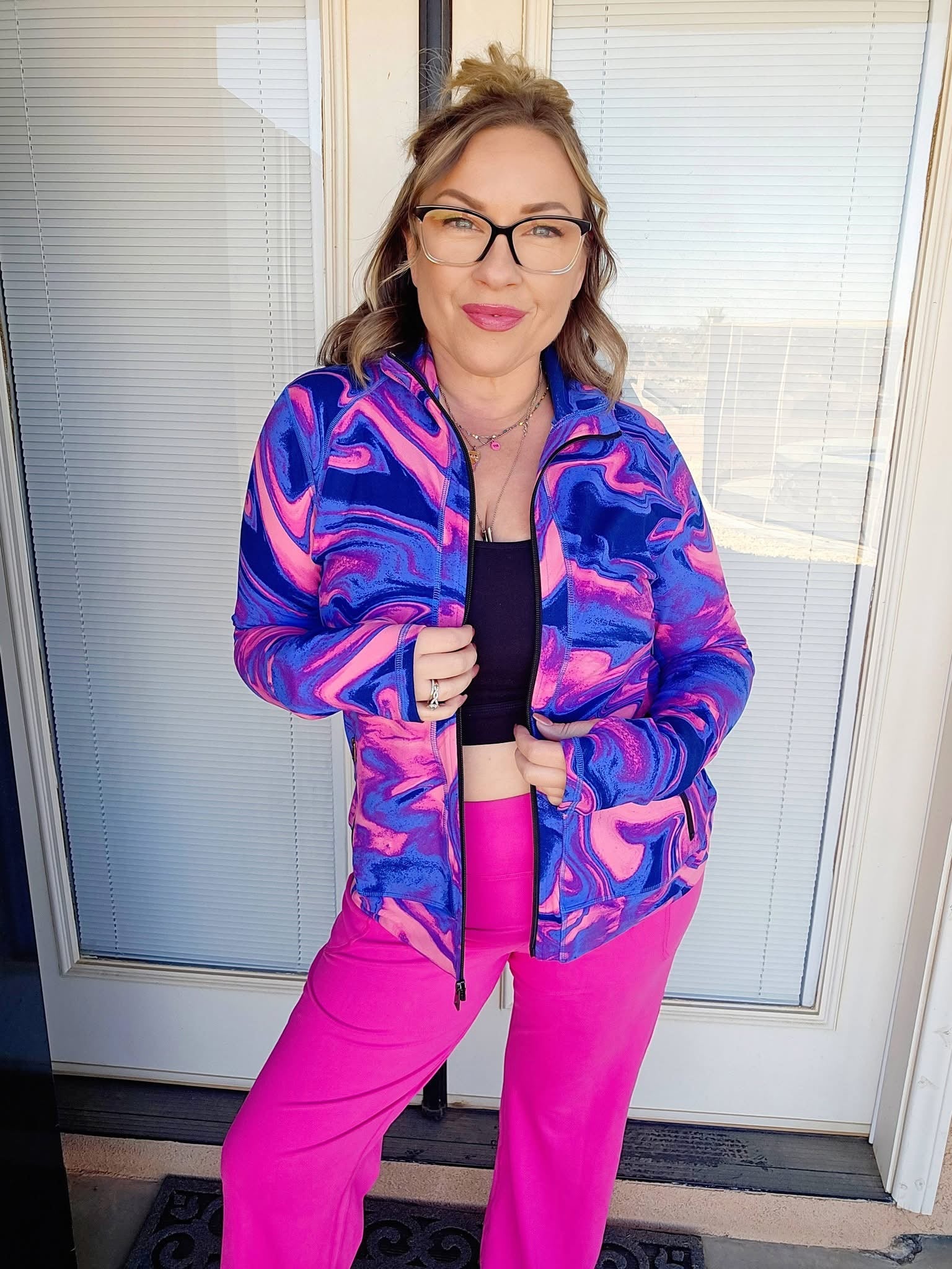 LuLaRoe LuLaRoe RISE Bold Yoga Jacket – Electric Tidal Marble 