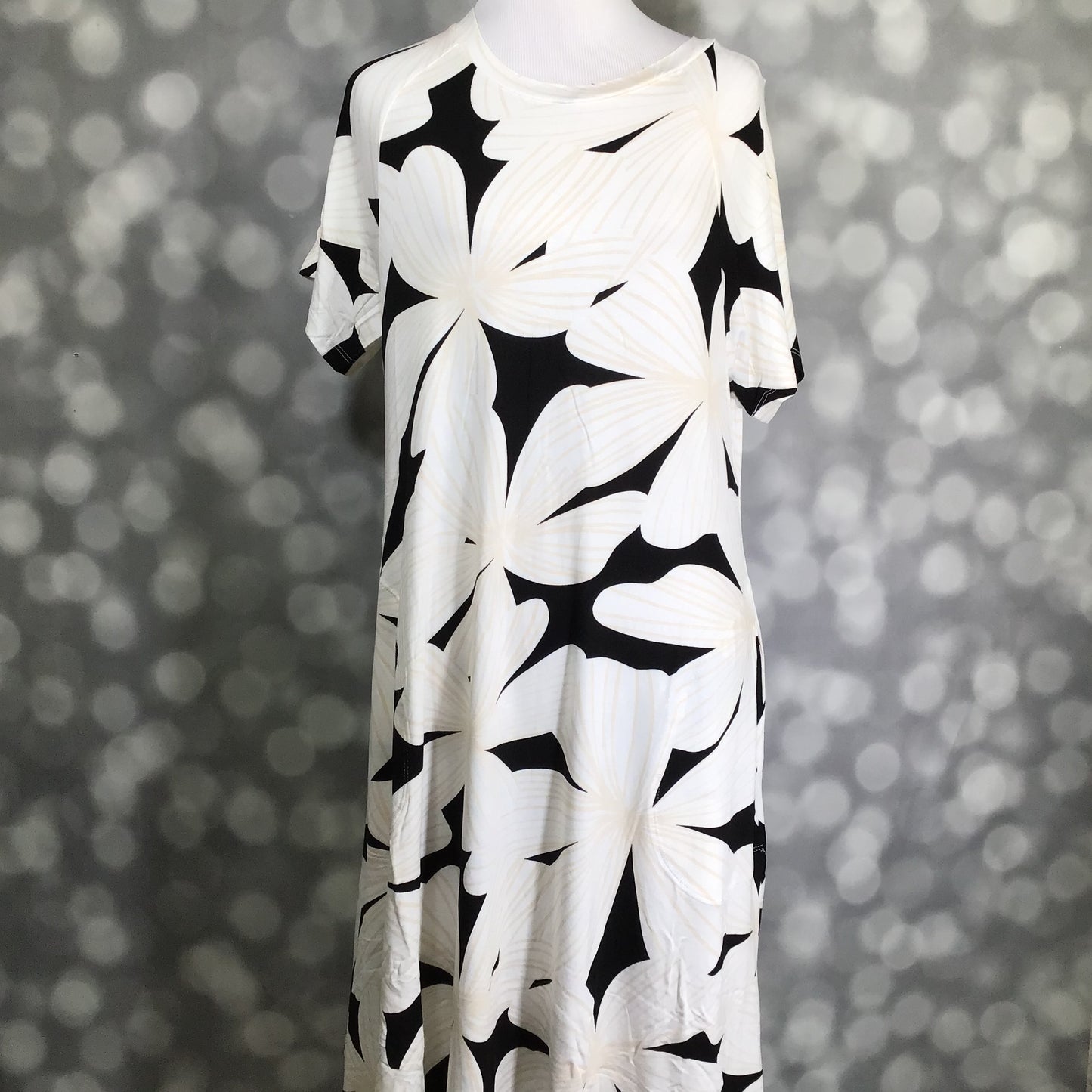 LuLaRoe Celia Dress - Black and White Oversized Floral