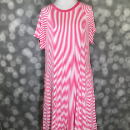 LuLaRoe Celia Dress - Pink and White Stripe