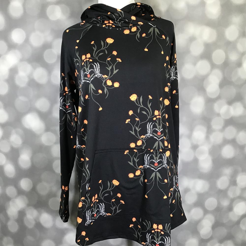LuLaRoe Halloween 2025 - Amber Hoodie - Skeleton Bloom