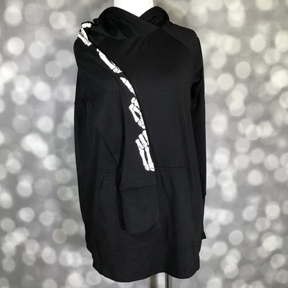 LuLaRoe Halloween 2025 - Amber Hoodie - Skeleton Love Sign Sleeves