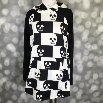 LuLaRoe Halloween 2025 - Amber Hoodie - Checkered Skulls
