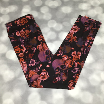LuLaRoe Halloween 2025 - Leggings - Midnight Roses & Skulls