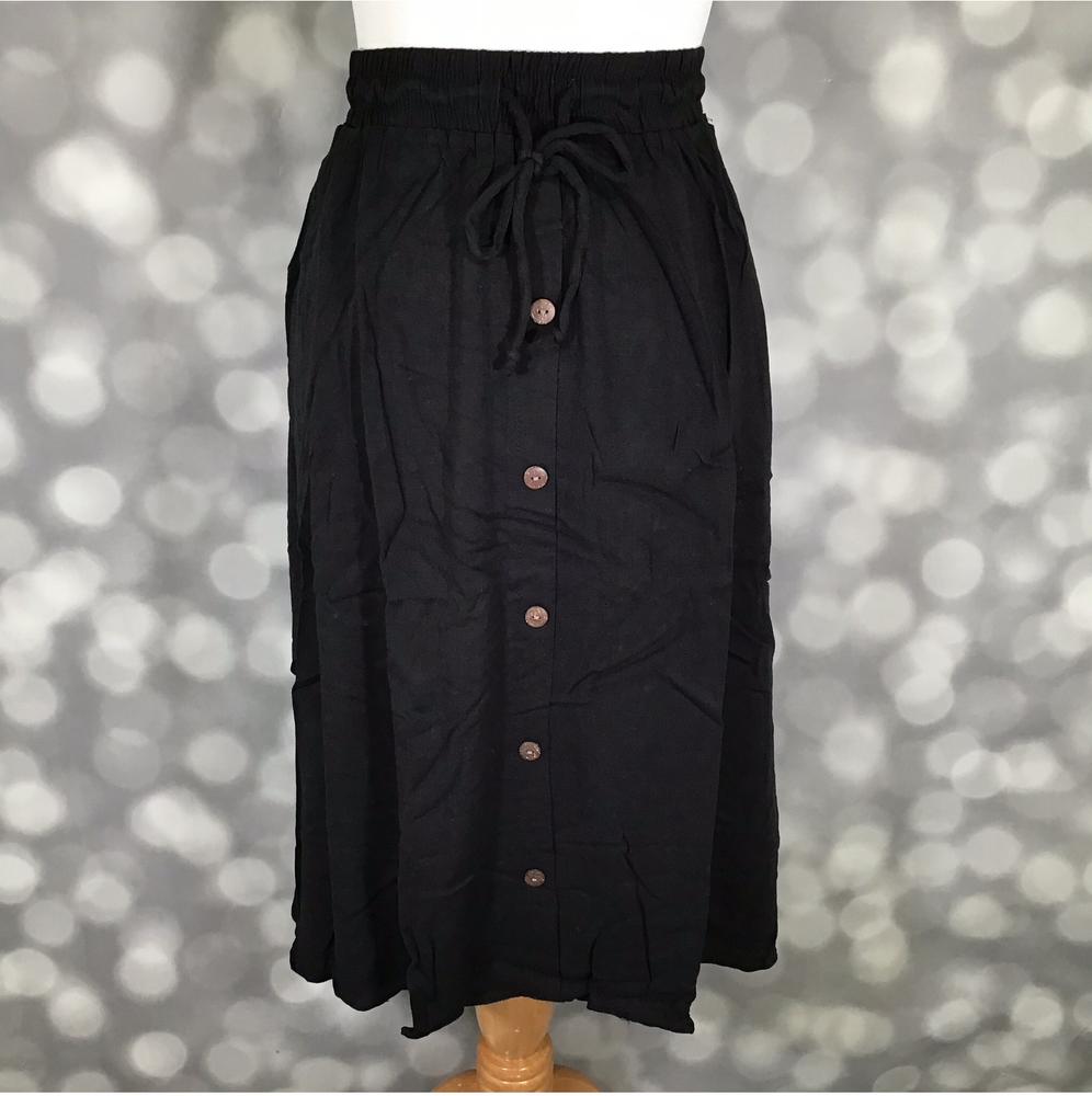 LuLaRoe LuLaRoe Marsha Midi Skirt - Solid Midnight Black 
