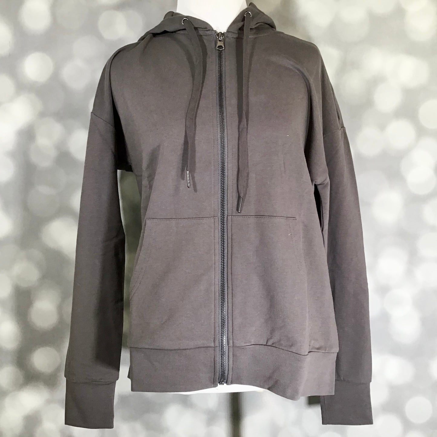 LuLaRoe Essential Zip Hoodie - Solid Forged Iron Gray