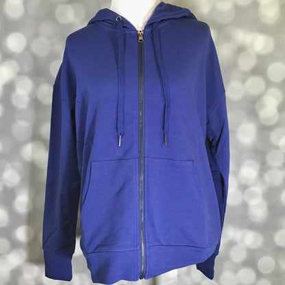 LuLaRoe Essential Zip Hoodie - Solid Medieval Blue
