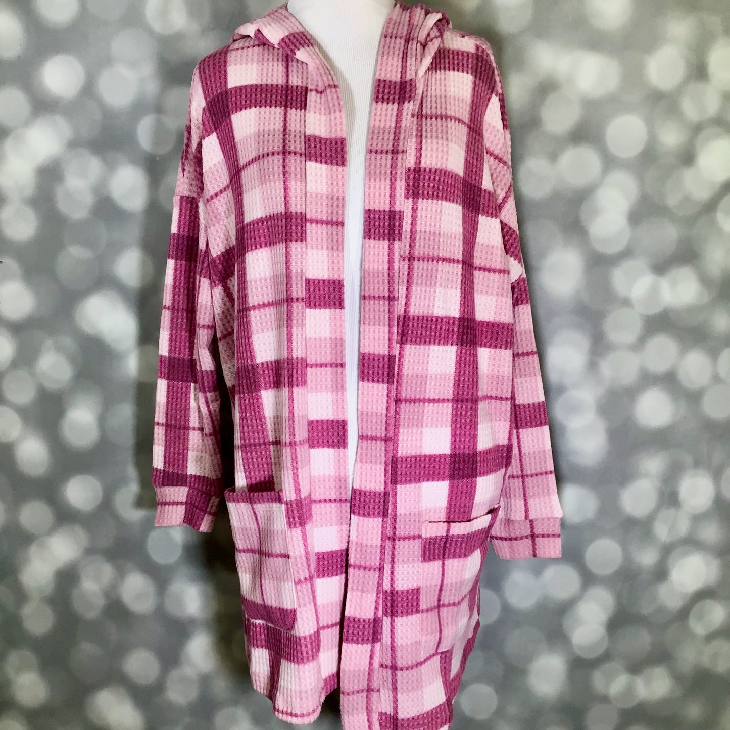 LuLaRoe Cozy Mackenzie Cardigan - Mauve & Berry Plaid
