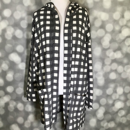 LuLaRoe Cozy Mackenzie Cardigan - Black & White Checkered Plaid