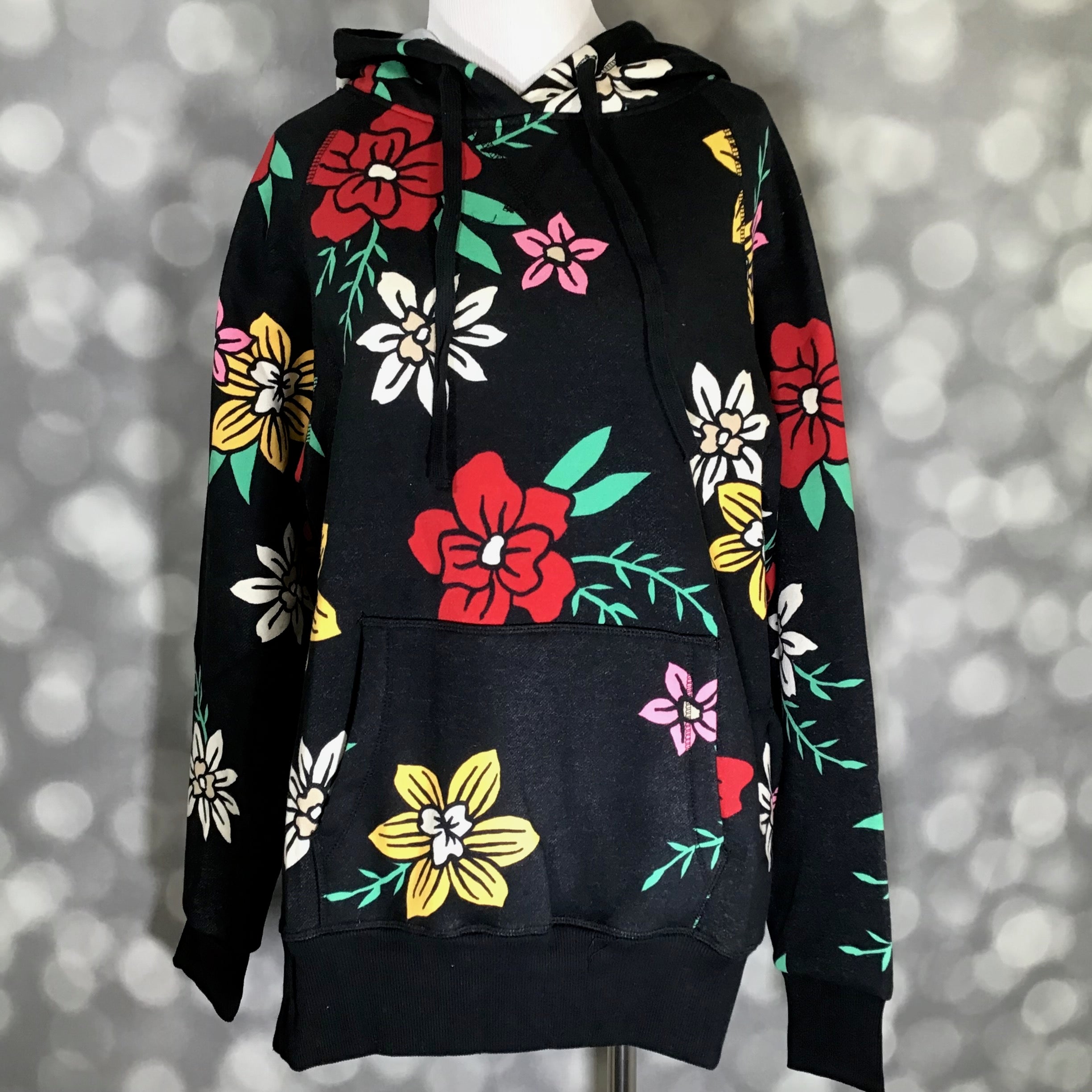 LuLaRoe Lexi Hoodie – Black Bright Floral | Cozy Fleece Sweatshirt