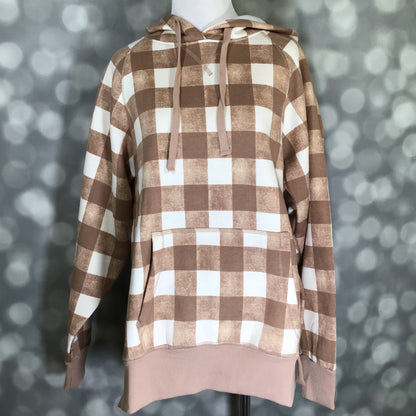 LuLaRoe Lexi Sweatshirt - Tan & Cream Buffalo Check