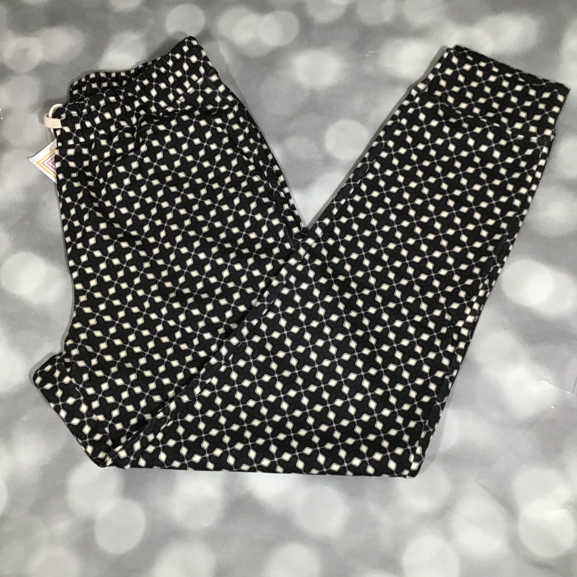 LuLaRoe LuLaRoe Boyfriend Jogger - Black & Cream Geometric Tile 