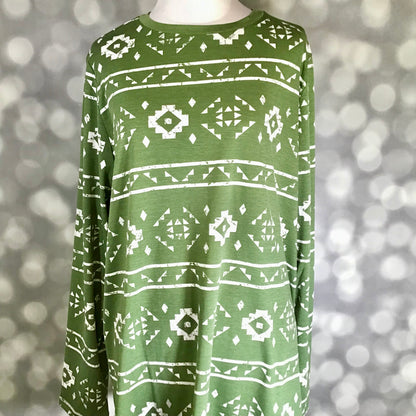 LuLaRoe LuLaRoe Sharon Long Sleeve Top - Sage Canyon Aztec 