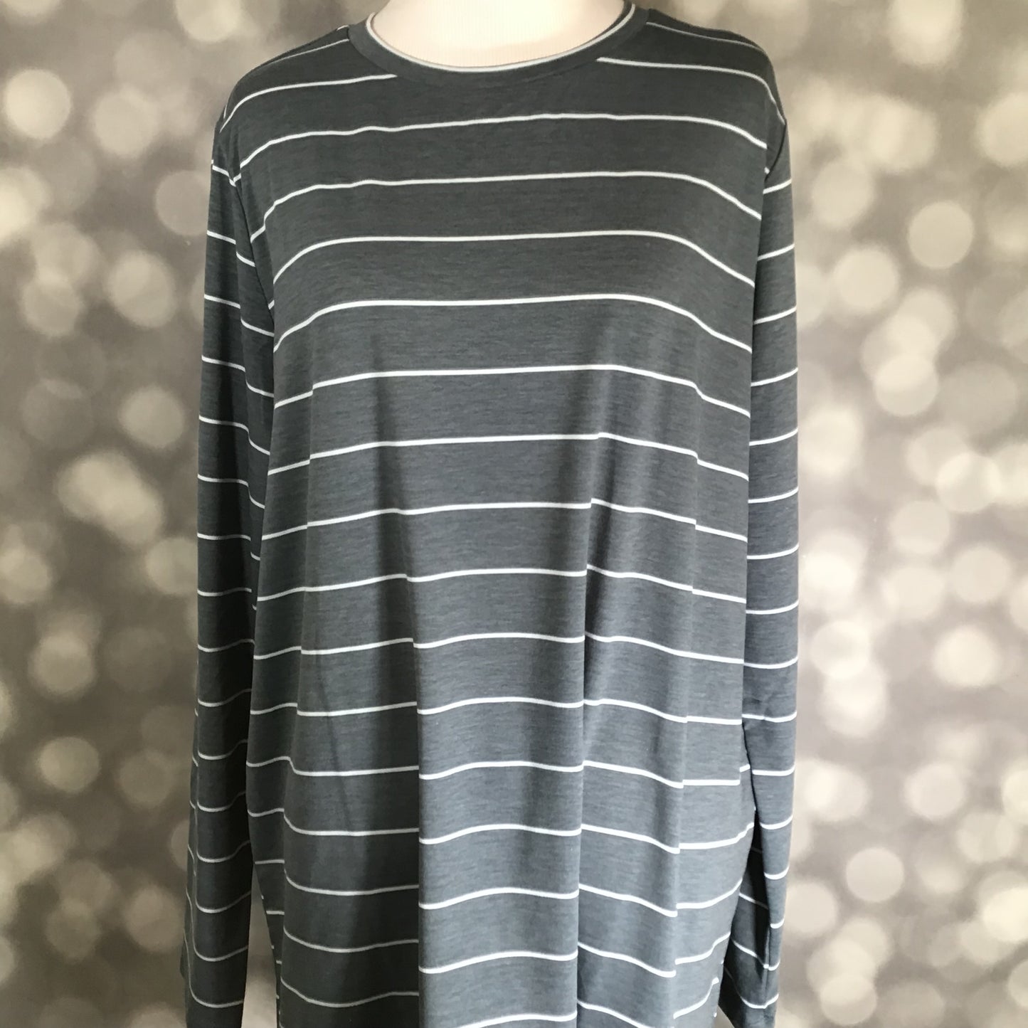 LuLaRoe LuLaRoe Sharon Long Sleeve Top - Coastal Blue Breeze Stripe 
