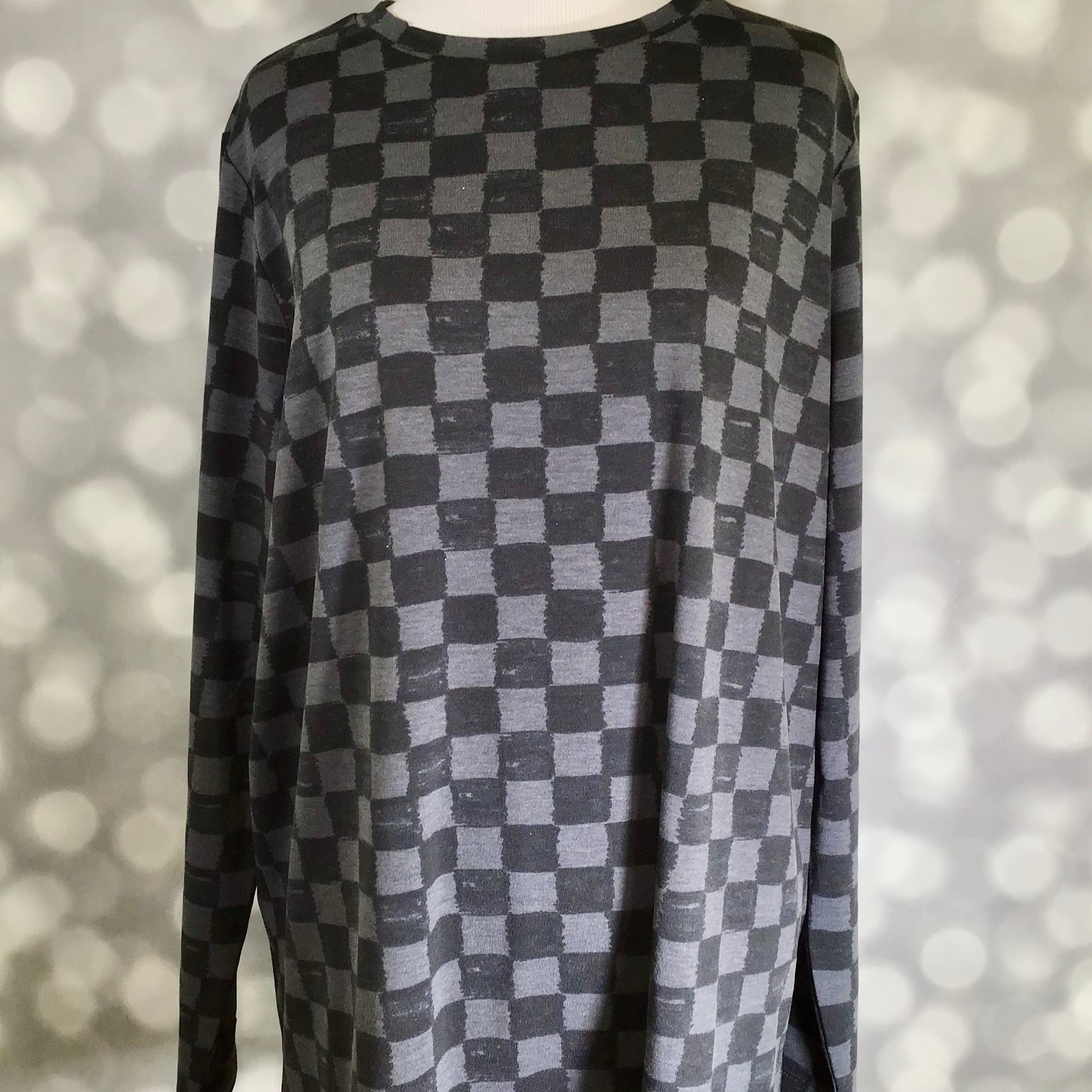 LuLaRoe LuLaRoe Sharon Long Sleeve Top - Midnight Checkmate Grid 