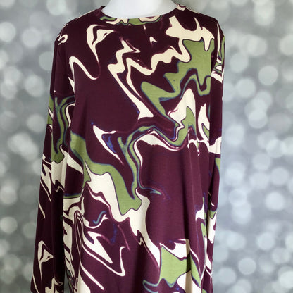 LuLaRoe LuLaRoe Sharon Long Sleeve Top - Maroon Olive Marble Swirl 