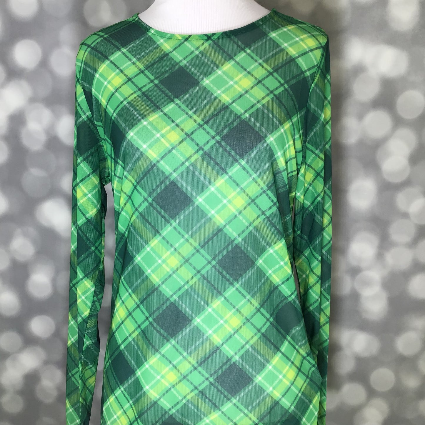 LuLaRoe LuLaRoe May Mesh Top - Emerald Grove Plaid 