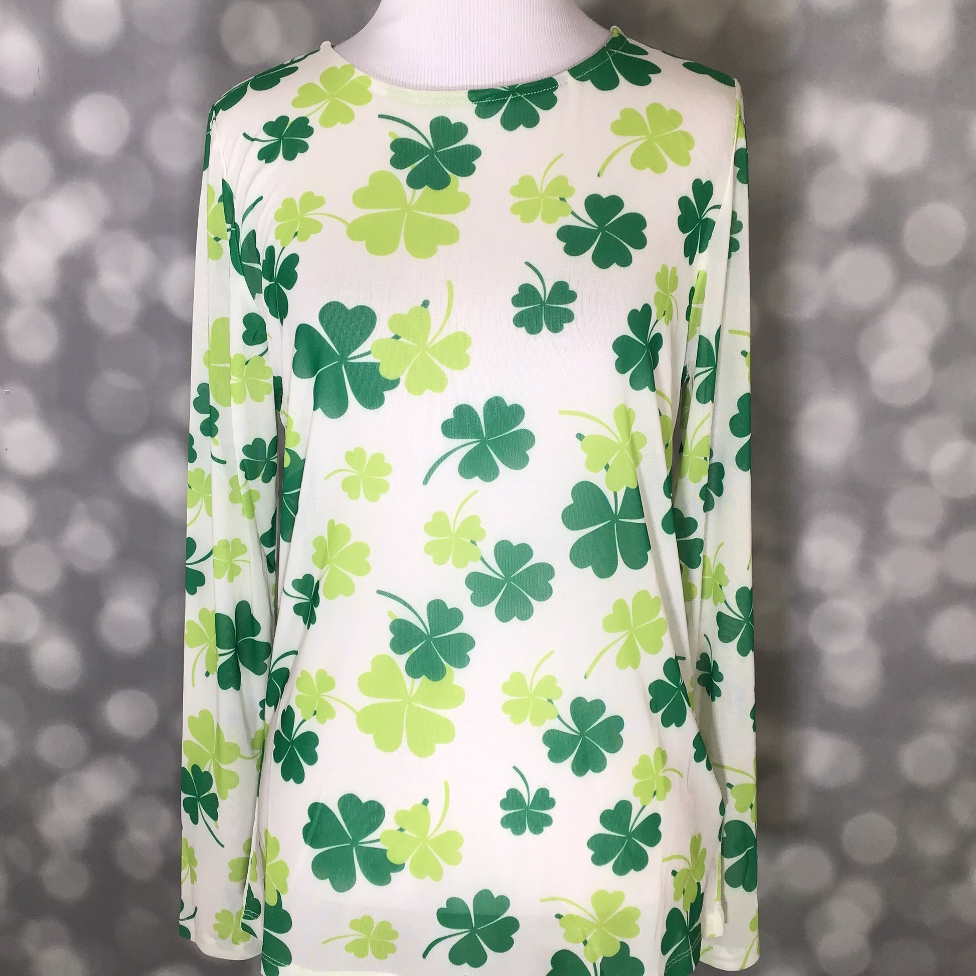 LuLaRoe LuLaRoe May Mesh Top - Lucky Clover Scatter 