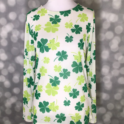 LuLaRoe LuLaRoe May Mesh Top - Lucky Clover Scatter 