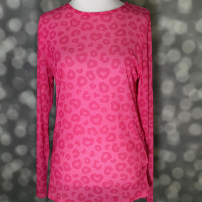 LuLaRoe LuLaRoe May Mesh Top - Blush Heartspot Leopard 