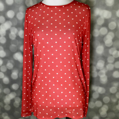 LuLaRoe LuLaRoe May Mesh Top - Scarlet Heart Confetti 